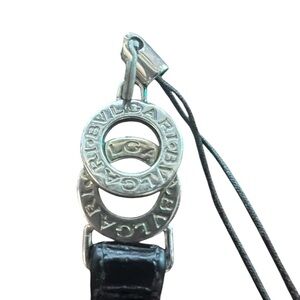 Bvlgari Silver and Black Cell Phone Strap